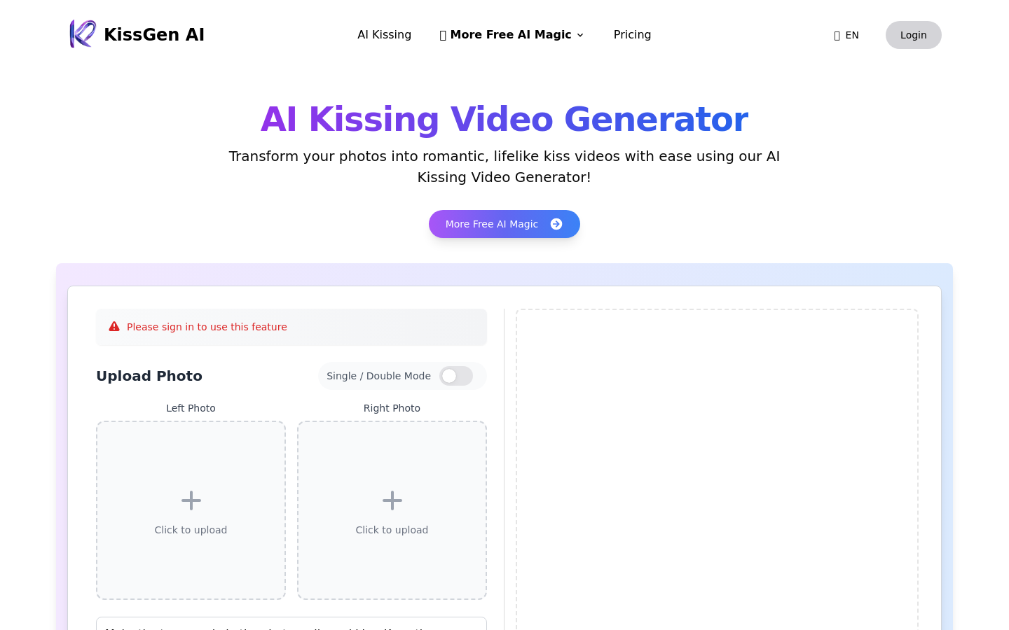 Show HN: I built an AI kissing video generator for Valentine's Day gifts - Project Screenshot