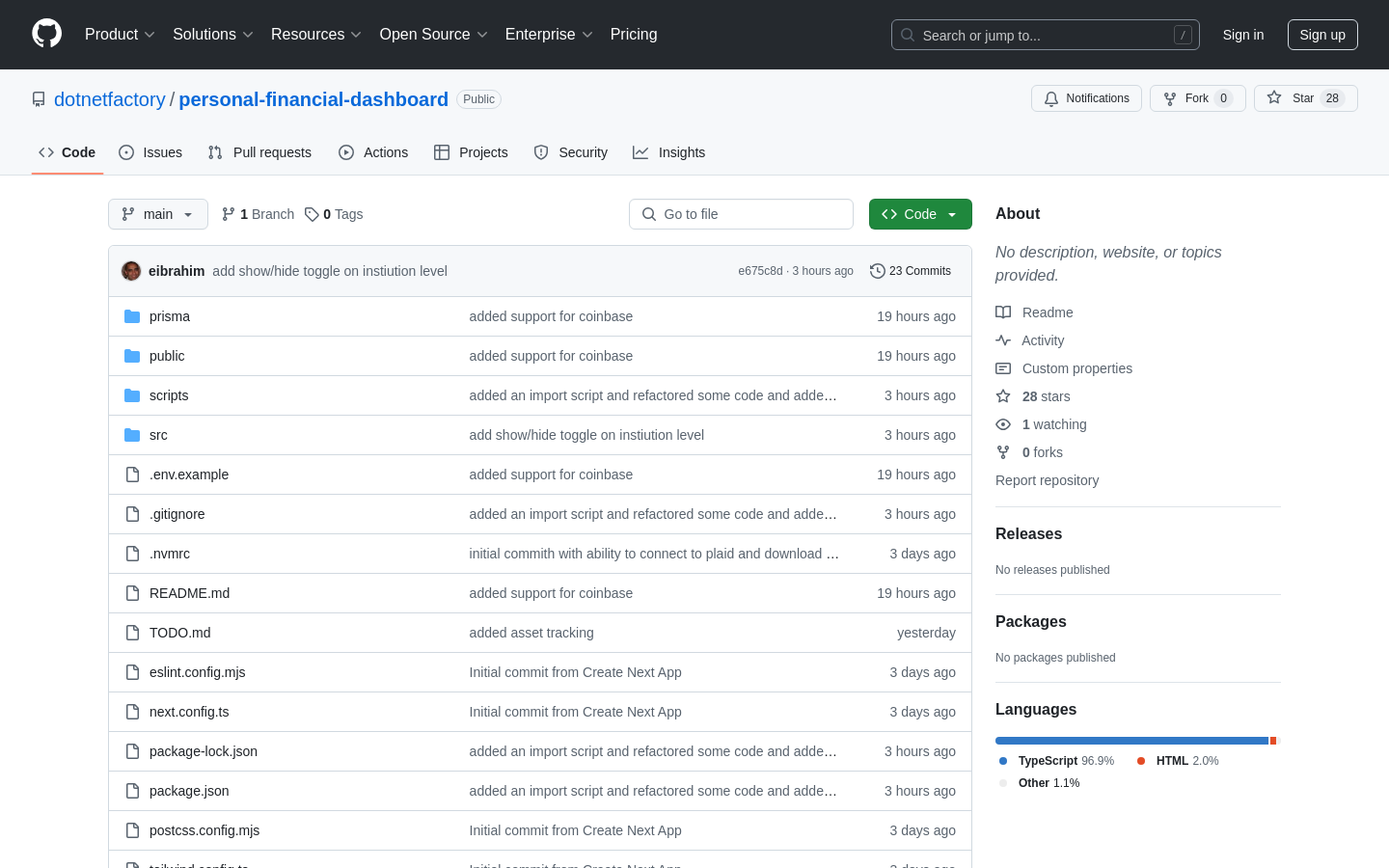 Show HN: Open-Source Financial Dashboard - Project Screenshot