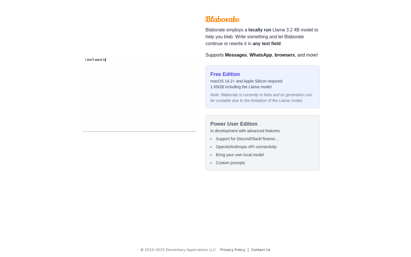 Show HN: Blaborate – Locally run LLM to help you blab - Project Screenshot