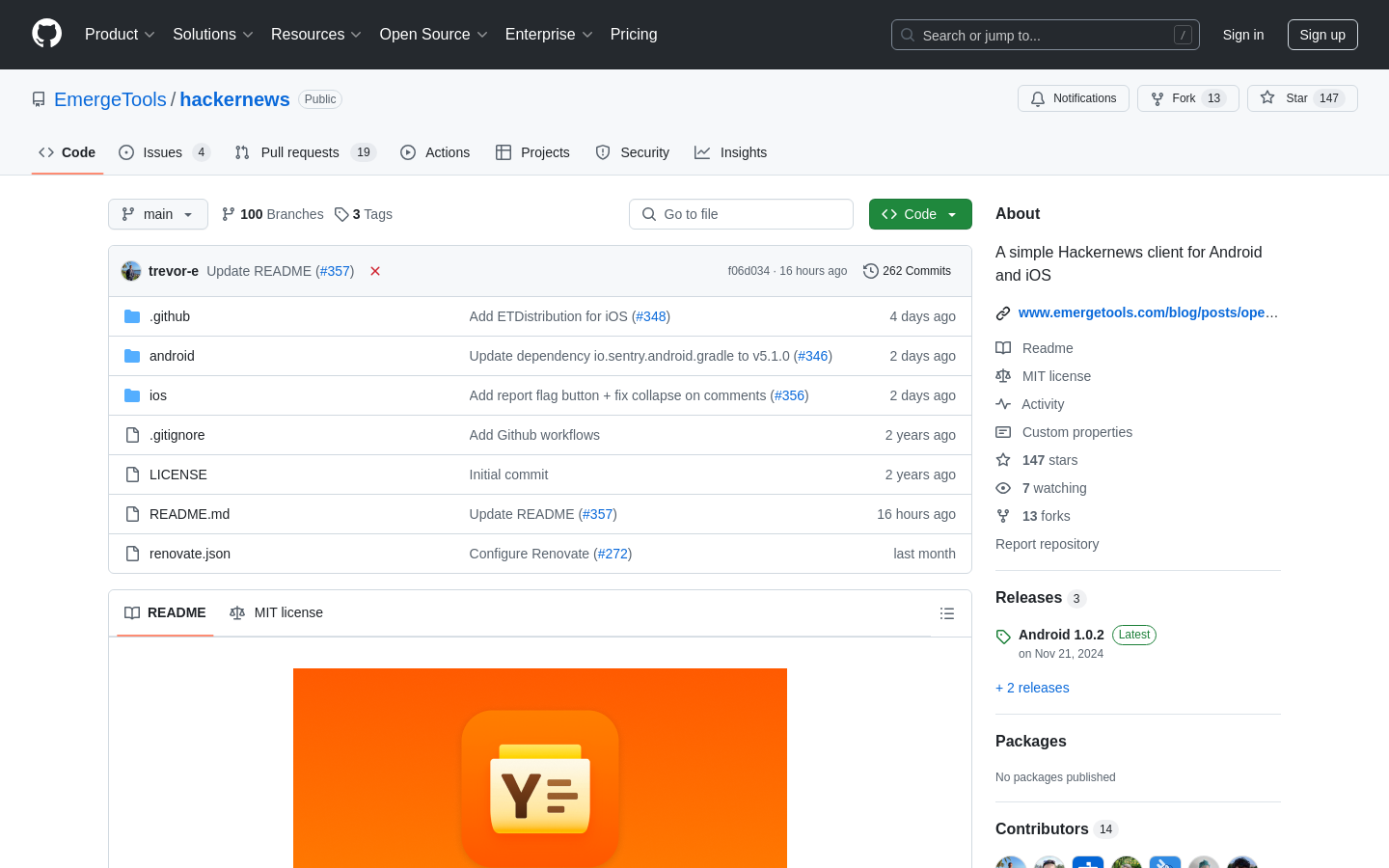 Show HN: A simple Hackernews client for iOS and Android - Project Screenshot