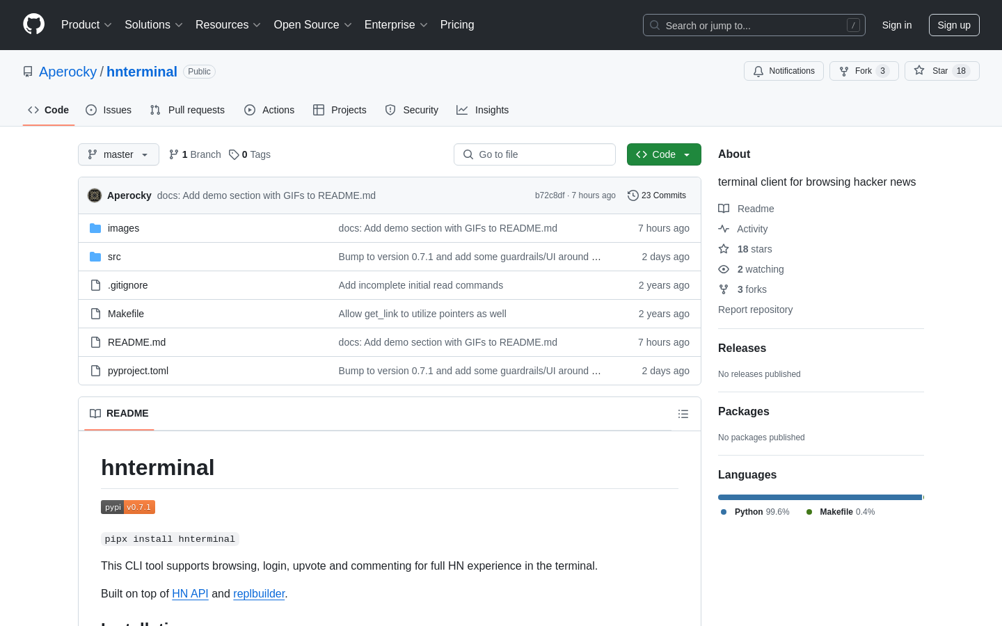 Show HN: Hnterminal, browse/interact with Hacker News in terminal - Project Screenshot