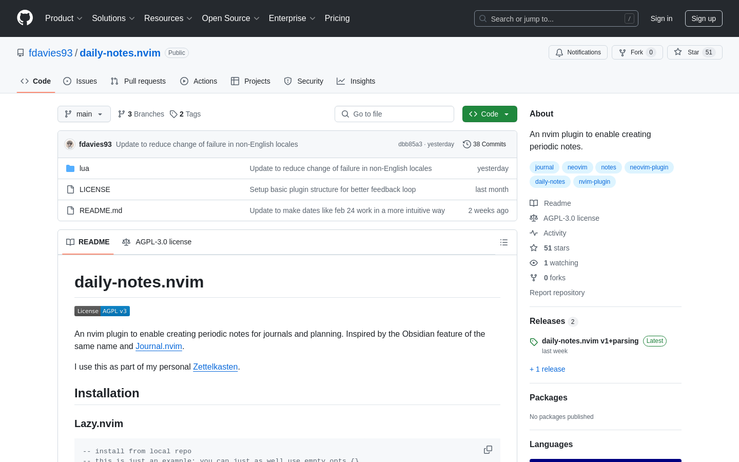 Show HN: Daily-notes.nvim – 模糊时间日志和规划插件 - 项目截图