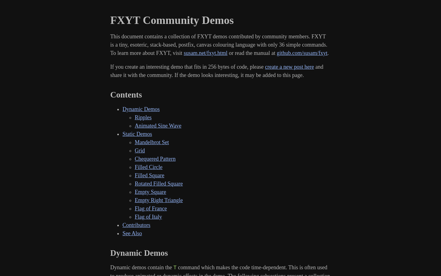 Show HN: FXYT社区演示：使用基于堆栈的后缀语言绘制的模式 - 项目截图