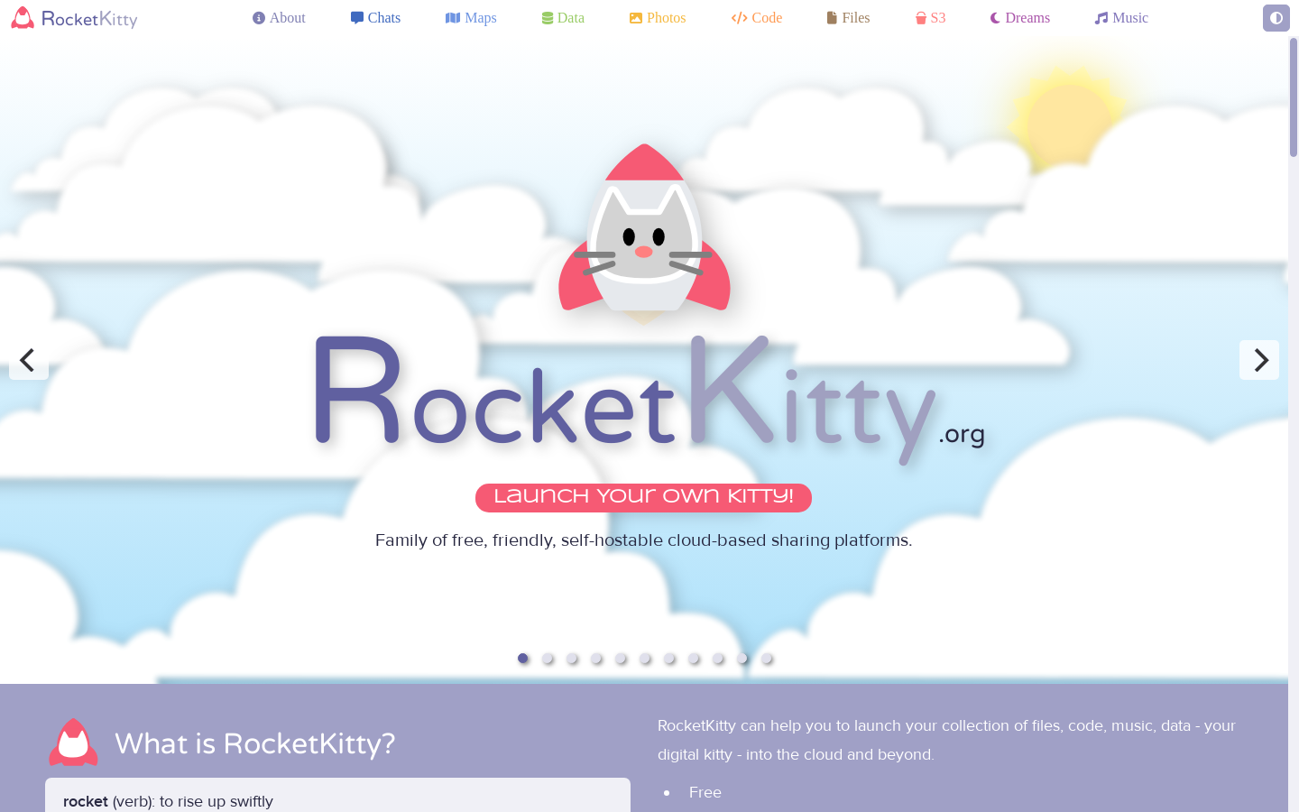 Show HN: RocketKitty – 自托管分享和社交平台的家族 - 项目截图