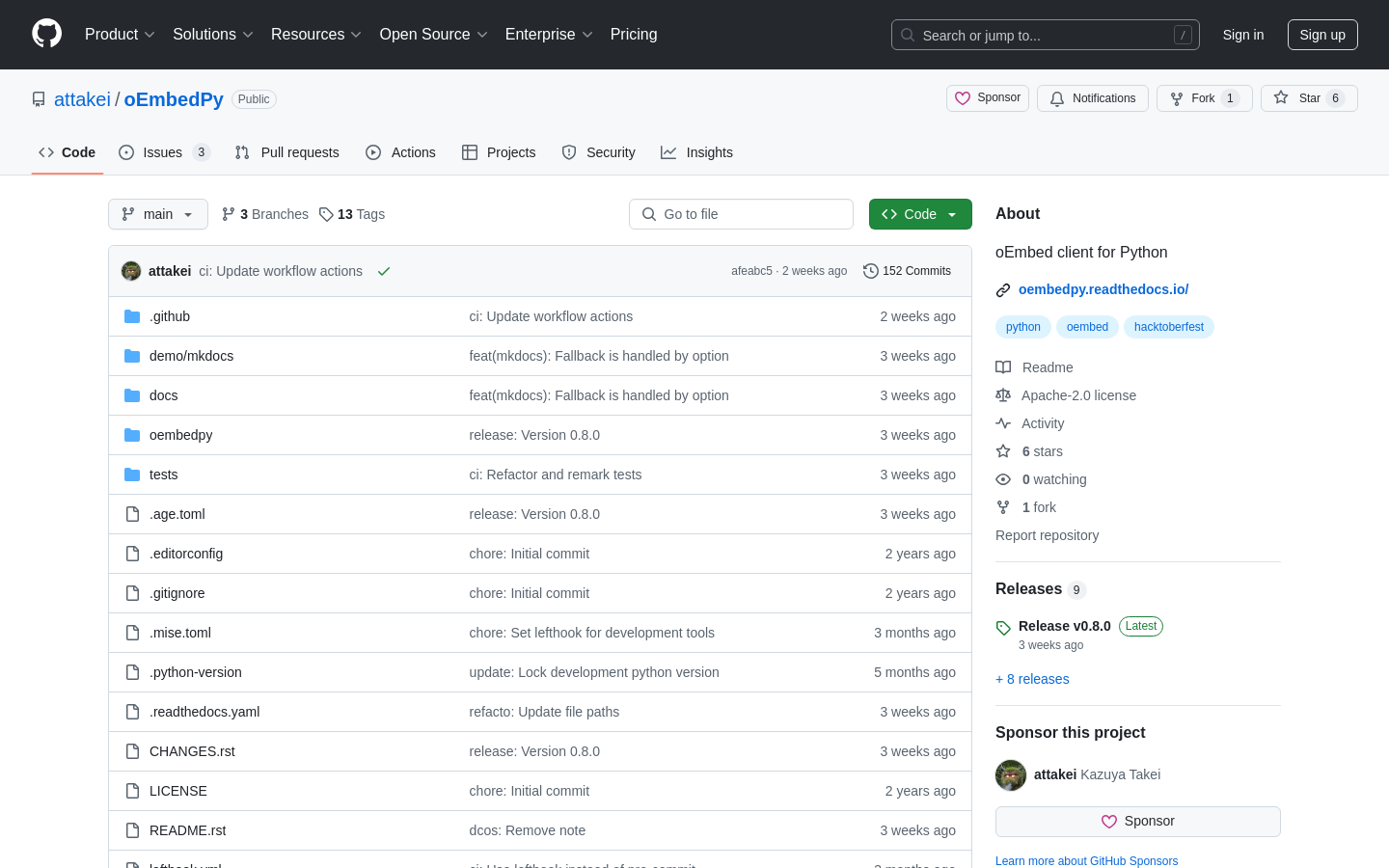 Show HN: oEmbedPy is oEmbed client library for Python 3.x - Project Screenshot