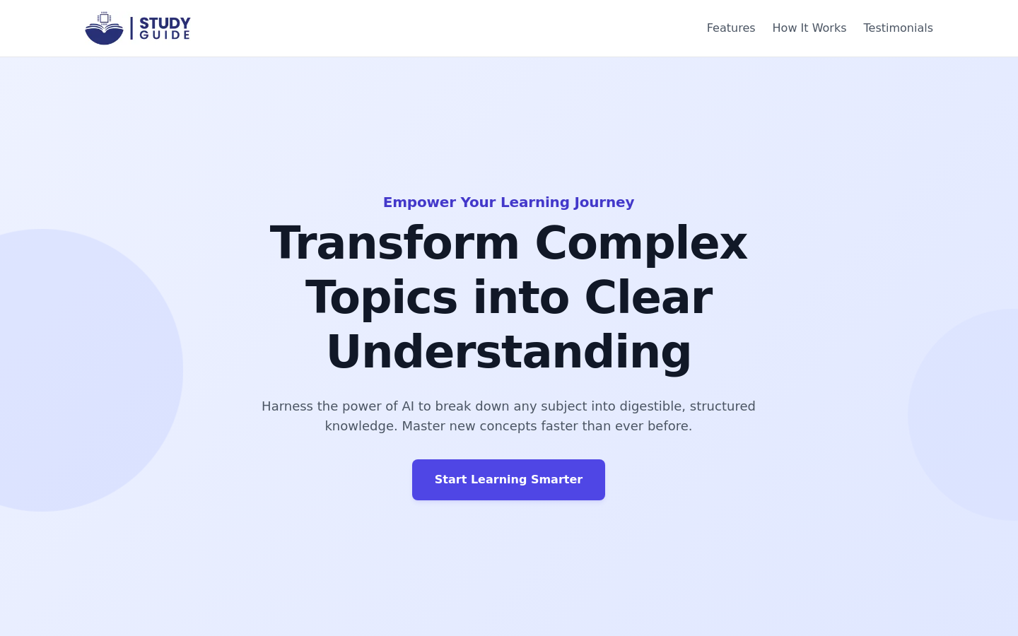 Show HN: Reduce Your Study Time with StudyGuide - Project Screenshot