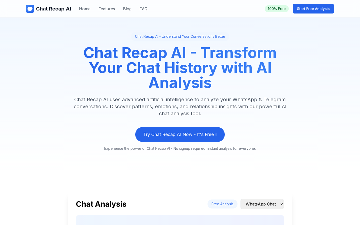 Show HN: Chat Recap AI – Transform Your Chat History with AI Analysis - Project Screenshot