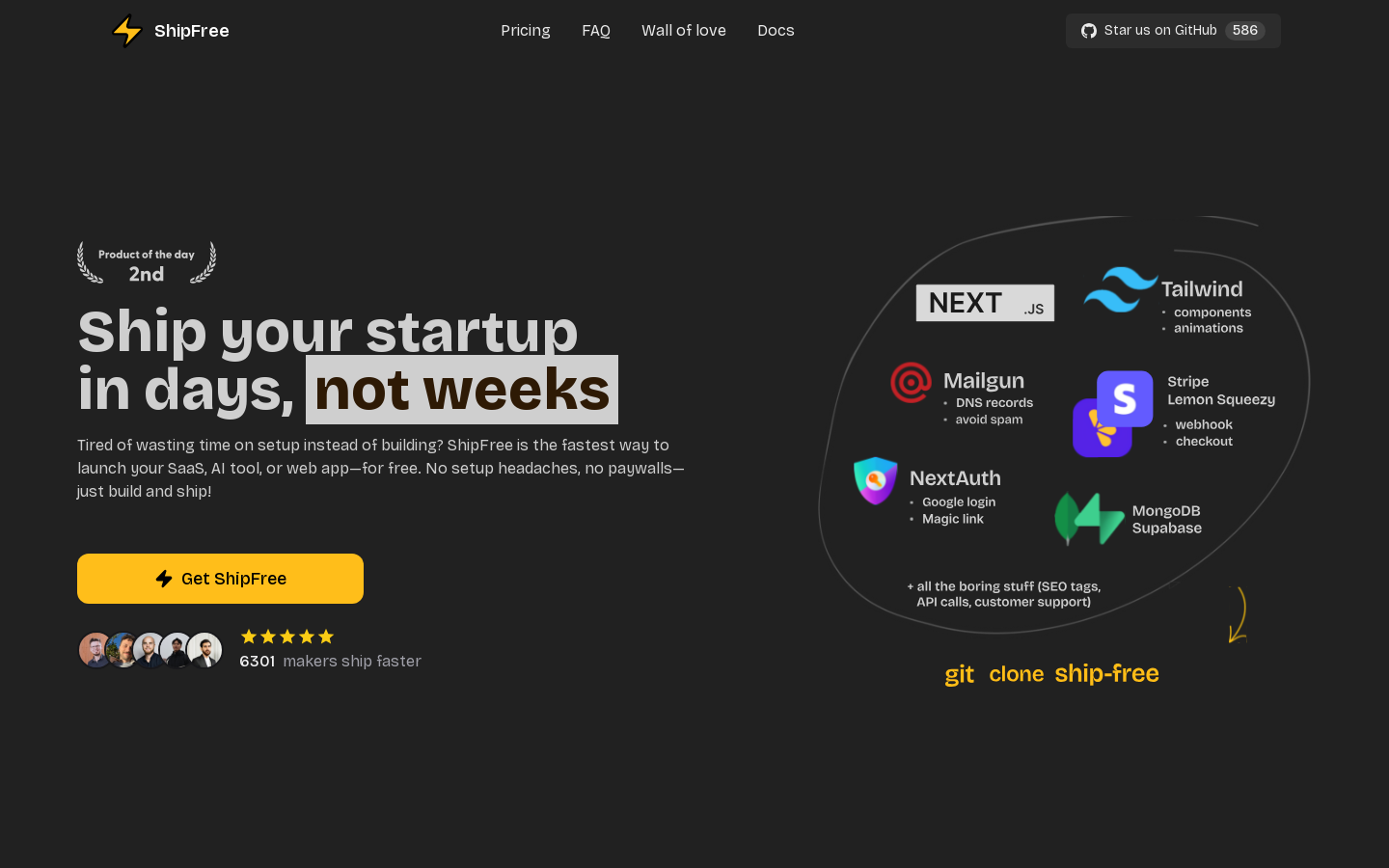 Show HN: ShipFree – A Free Alternative to ShipFast for Easy Shipping - Project Screenshot