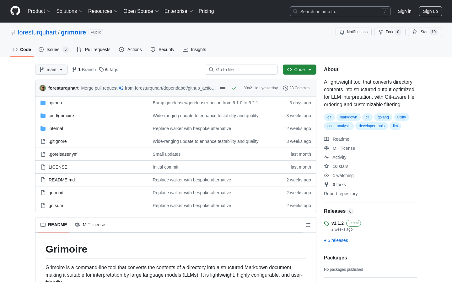 Show HN: A Go tool to turn codebases into structured Markdown for LLMs - Project Screenshot
