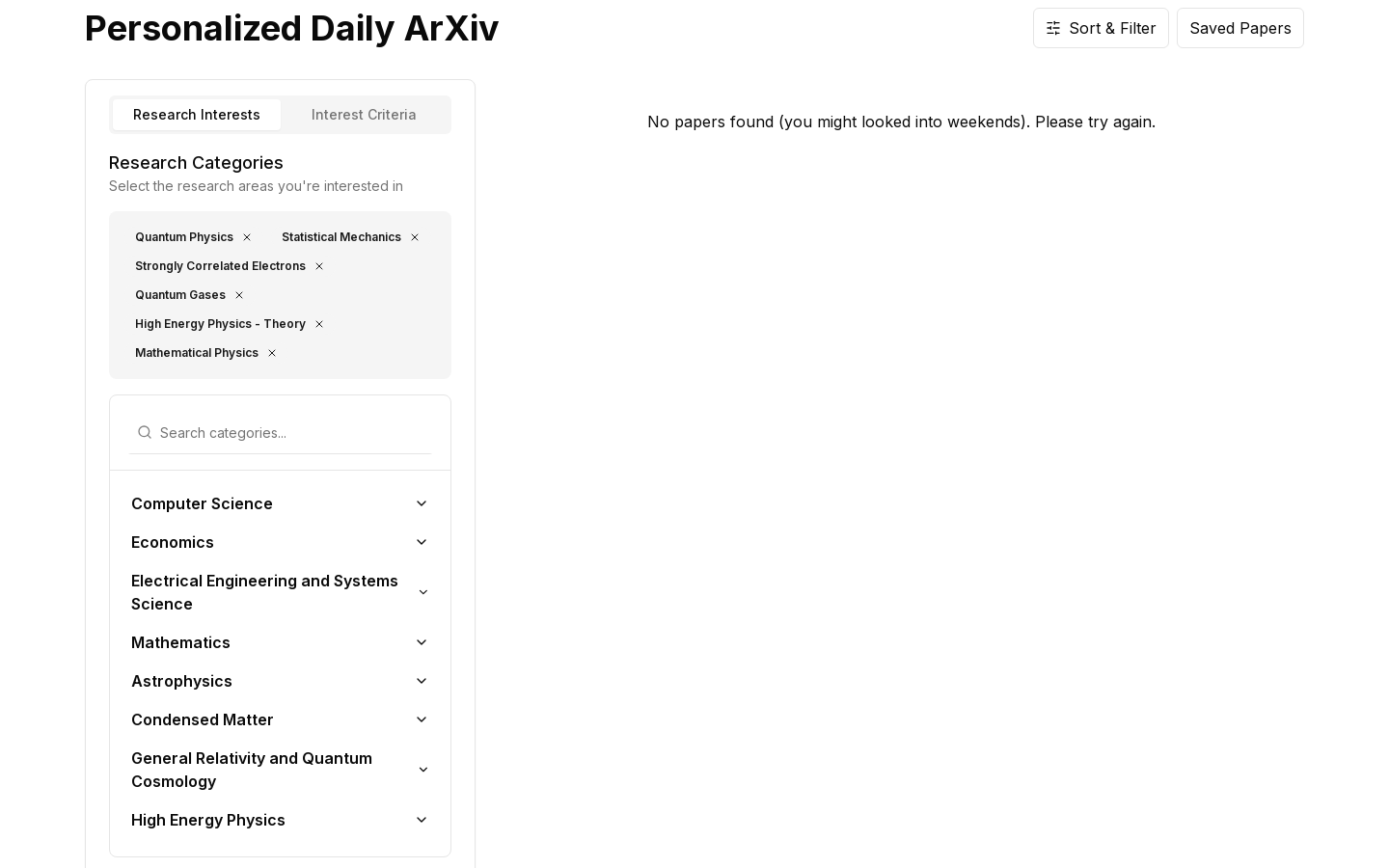 Show HN: Personalized Daily ArXiv powered by LLM judge - Project Screenshot