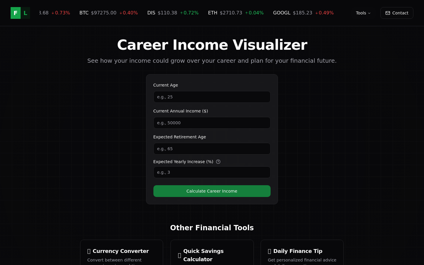 Show HN: A Career Income Visualizer - Project Screenshot