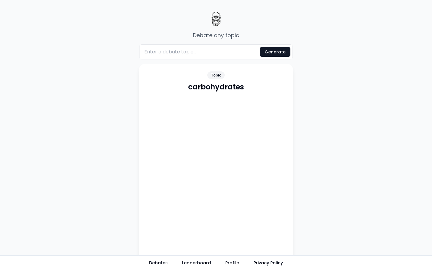 Show HN: Instantly Create and Engage in AI-Generated Debates - Project Screenshot