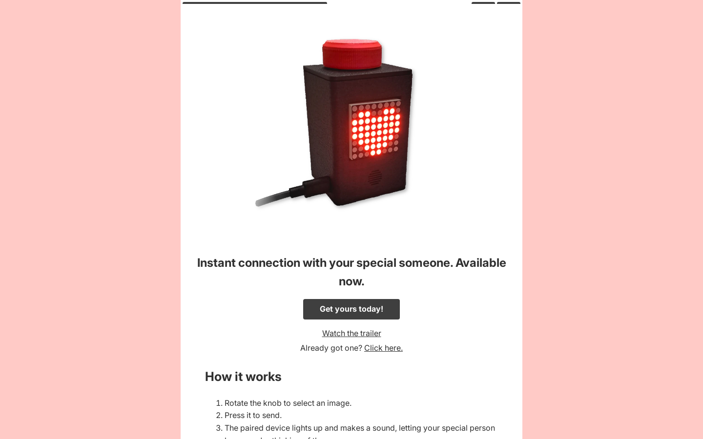 Show HN: I made a desk toy for people in long-distance relationships - Project Screenshot
