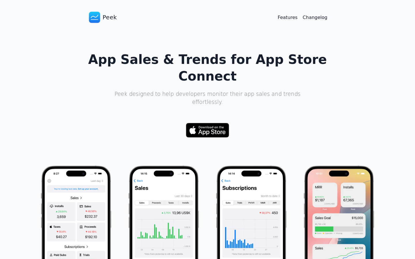 Show HN: Peek – App Store Connect のアプリ販売およびトレンド - プロジェクトのスクリーンショット