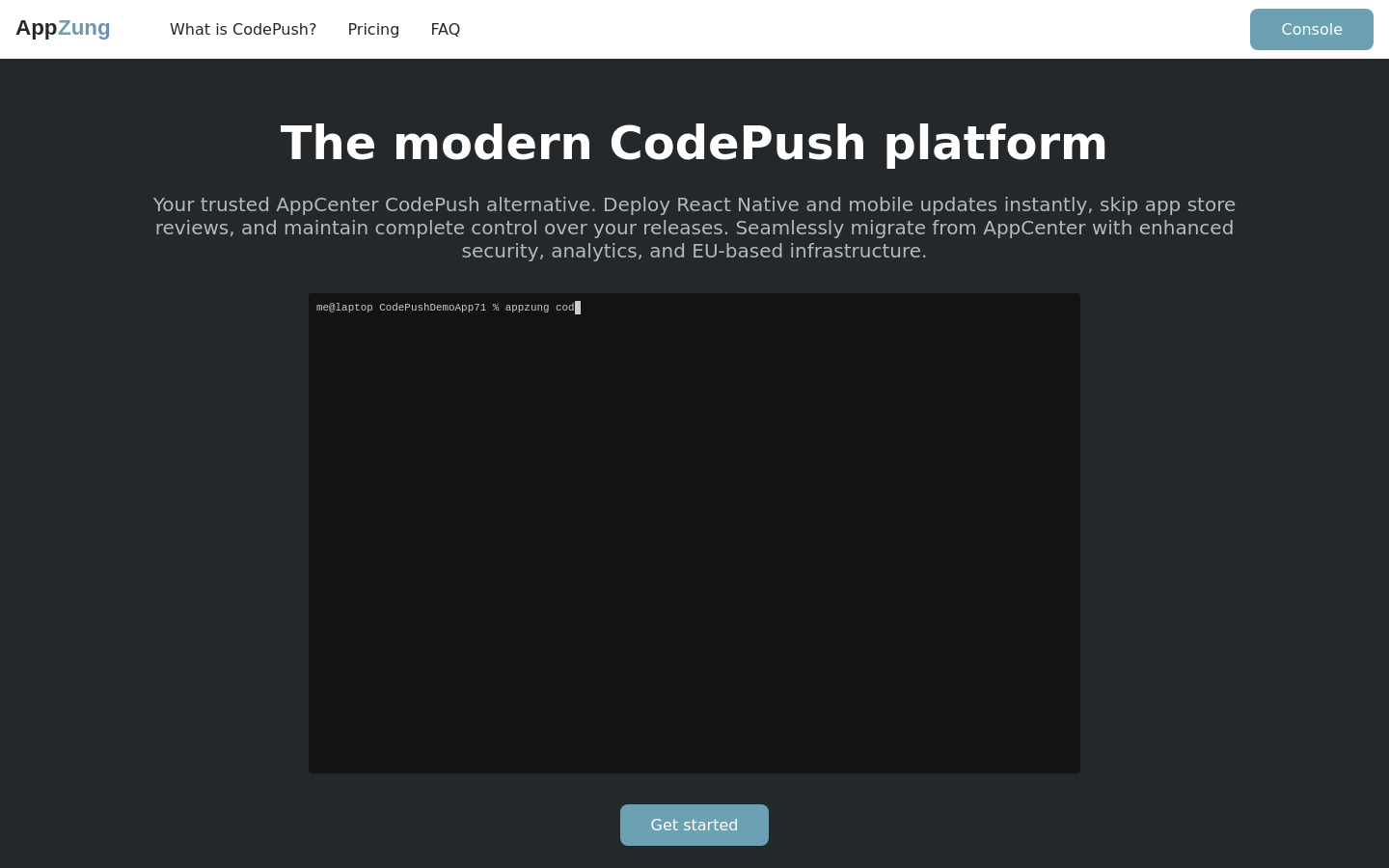 Show HN: AppZung CodePush – AppCenter CodePushのドロップイン代替品 - プロジェクトのスクリーンショット