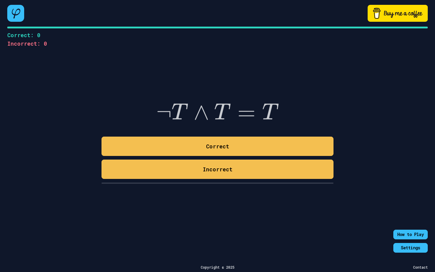 Show HN: QuickMaffs|Boolean - 様々な難易度のブール問題を解決する - プロジェクトのスクリーンショット