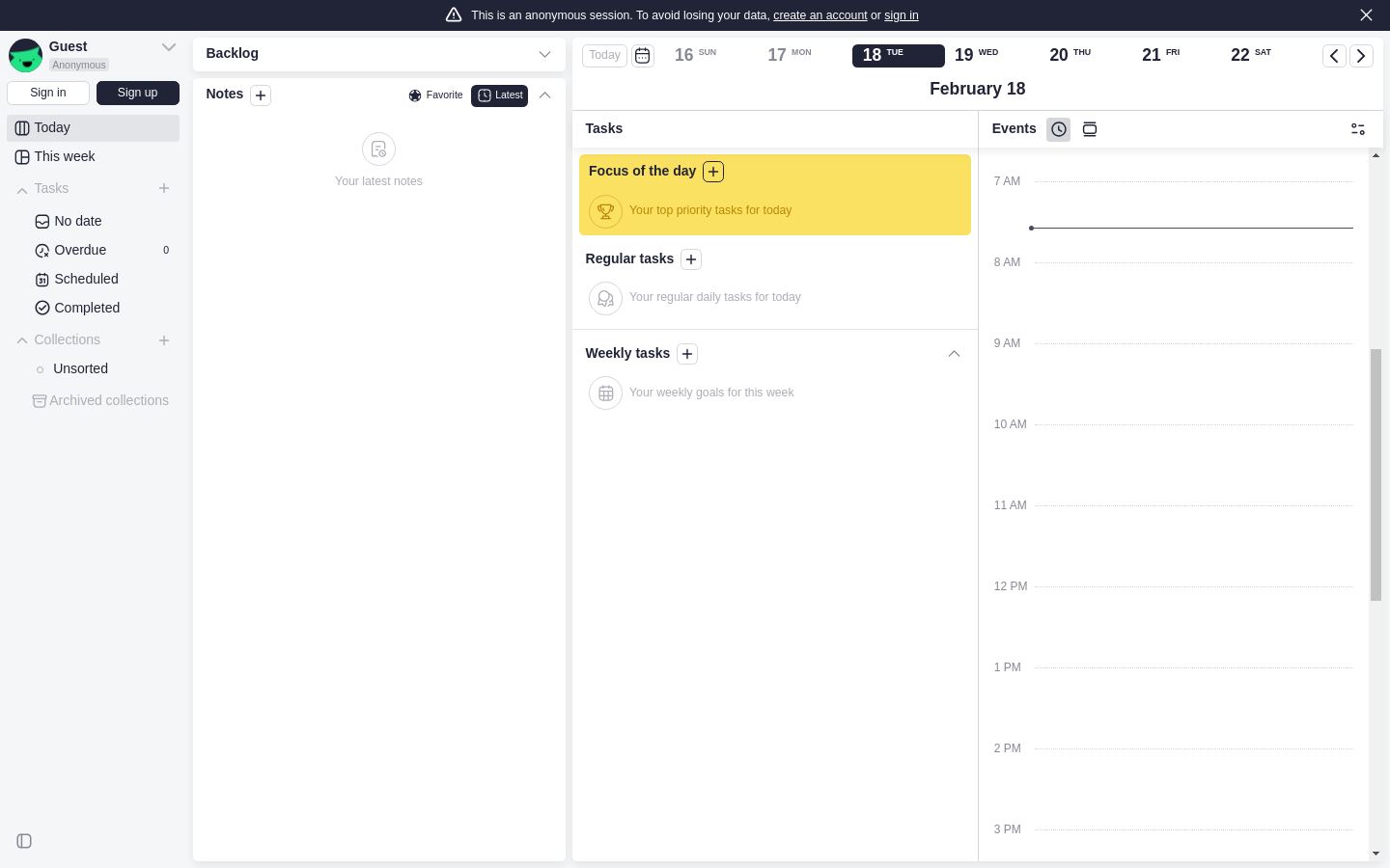 Show HN: Emery - コンテキストスイッチングを減らすためのミニマリストデイリープランナー - プロジェクトのスクリーンショット