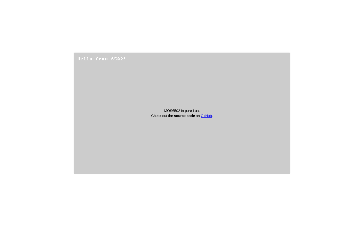 Show HN: 純粋なLuaで実行されるWebAssembly内のMOS6502 - プロジェクトのスクリーンショット