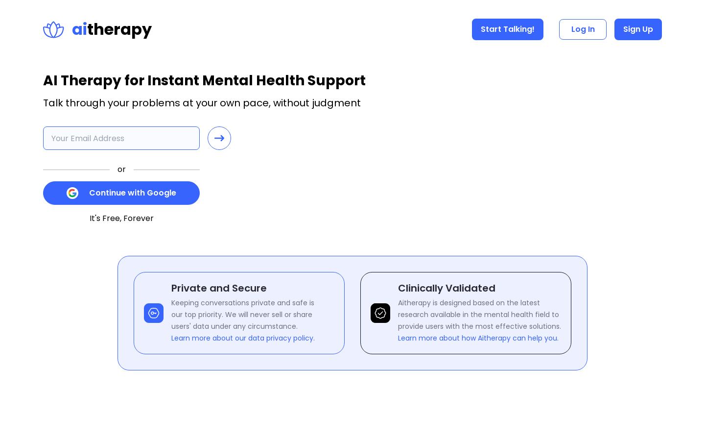 Show HN: Aitherapy、アクセス可能なメンタルヘルスサポートのためのAIパワーセラピー - プロジェクトのスクリーンショット