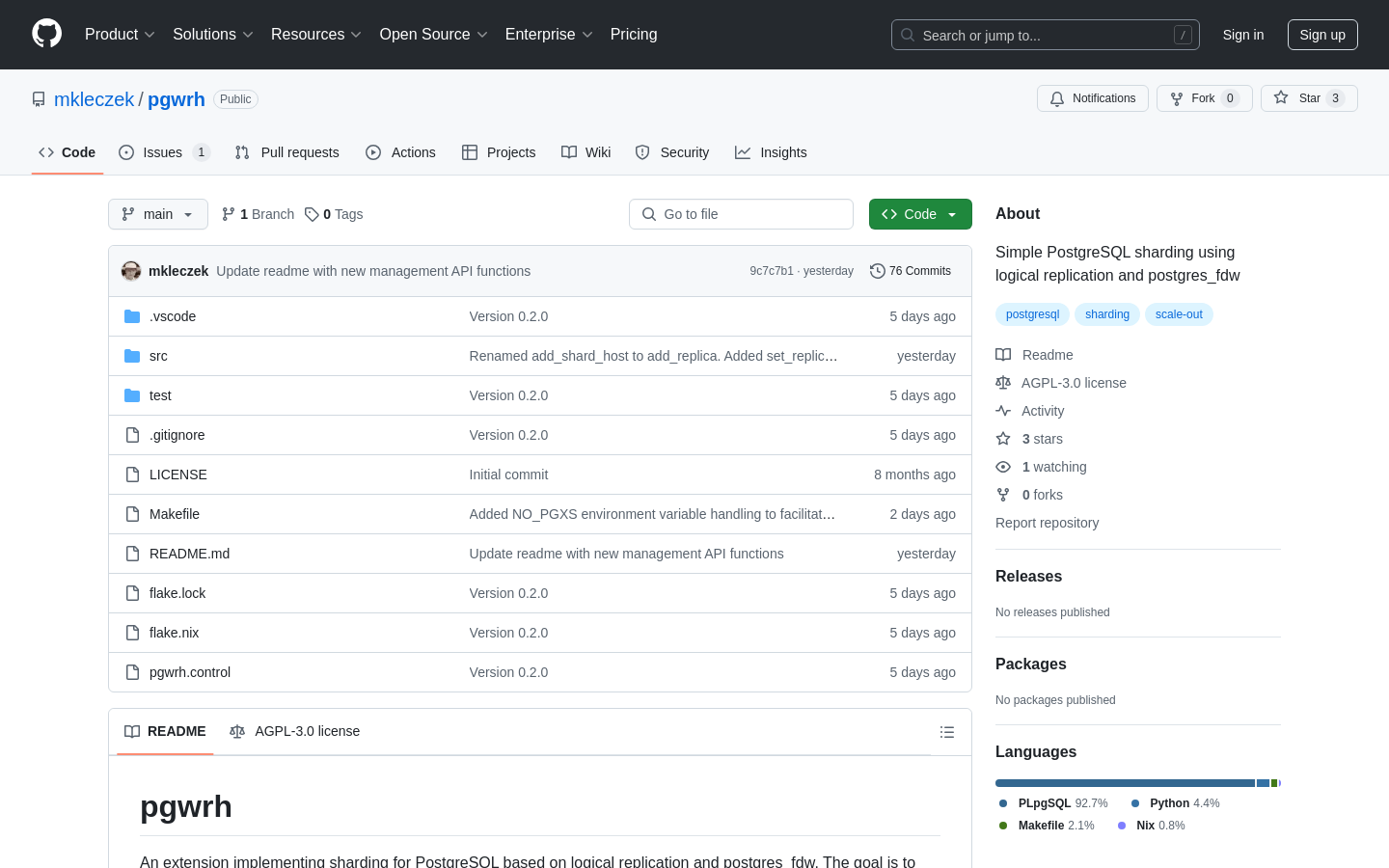 Show HN: Pgwrh – PostgreSQL のリードレプリカシャーディング - プロジェクトのスクリーンショット
