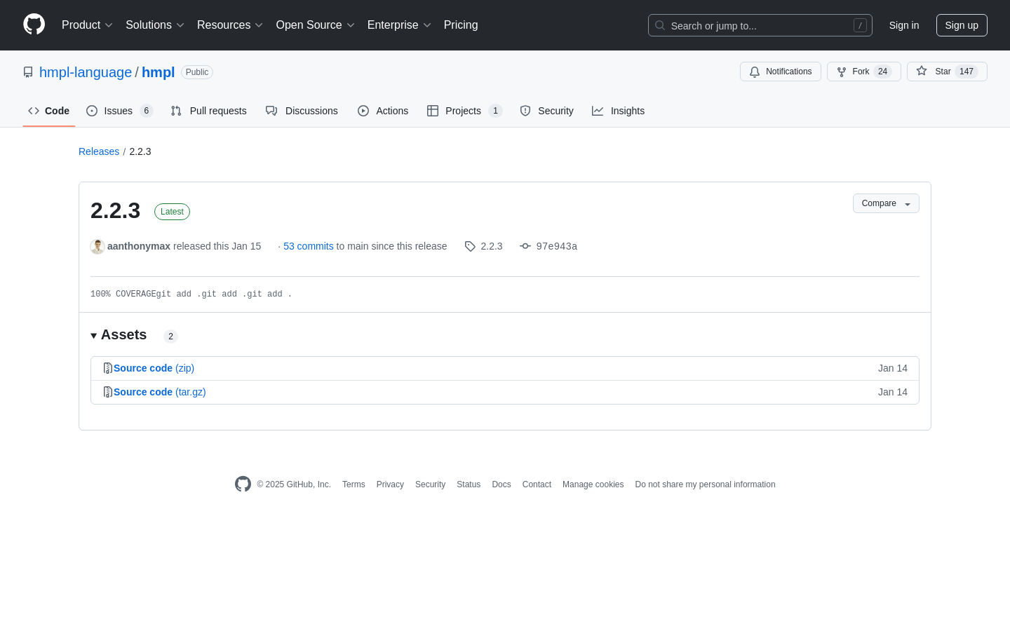 Show HN: HMPL v2.2.3 リリース – どのサイトにでもロボットなしでSSRを適用 - プロジェクトのスクリーンショット