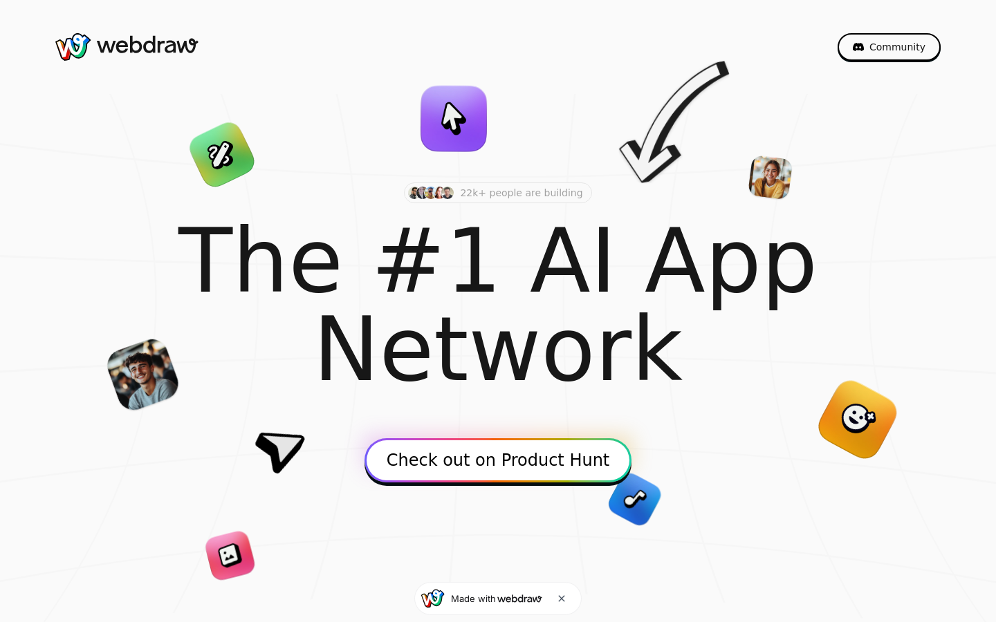 Show HN: Webdraw – 統一ウォレットでAIアプリを見つけて作成する - プロジェクトのスクリーンショット