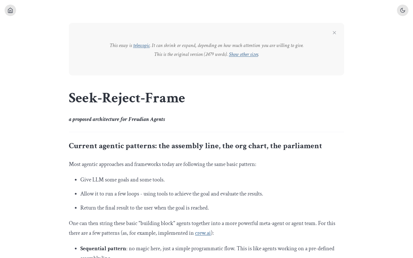Show HN: Seek-Reject-Frame: フロイド的エージェントのための新しい提案アーキテクチャ - プロジェクトのスクリーンショット