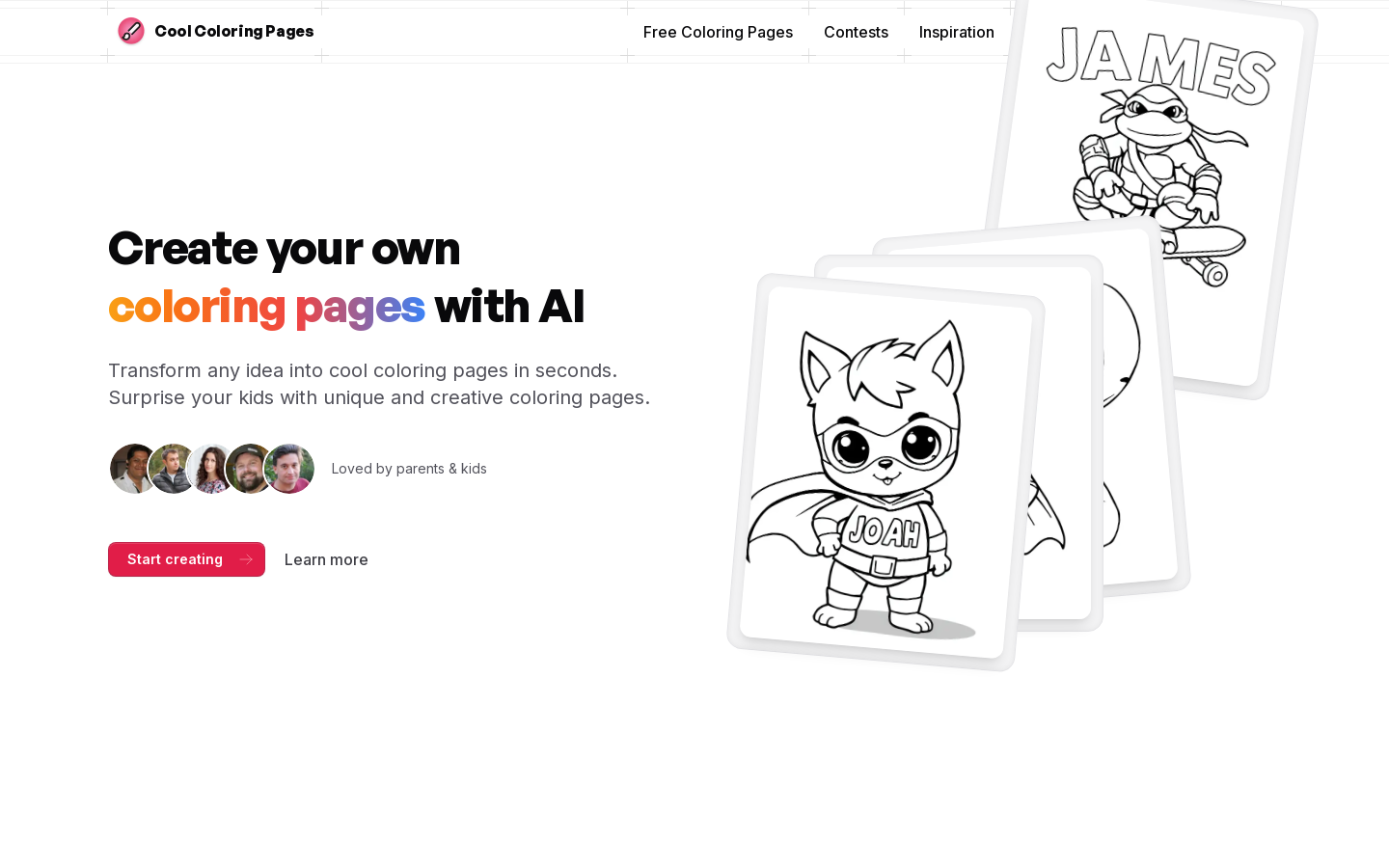 Show HN: 私はAI塗り絵ページジェネレーターを作りました。 - プロジェクトのスクリーンショット