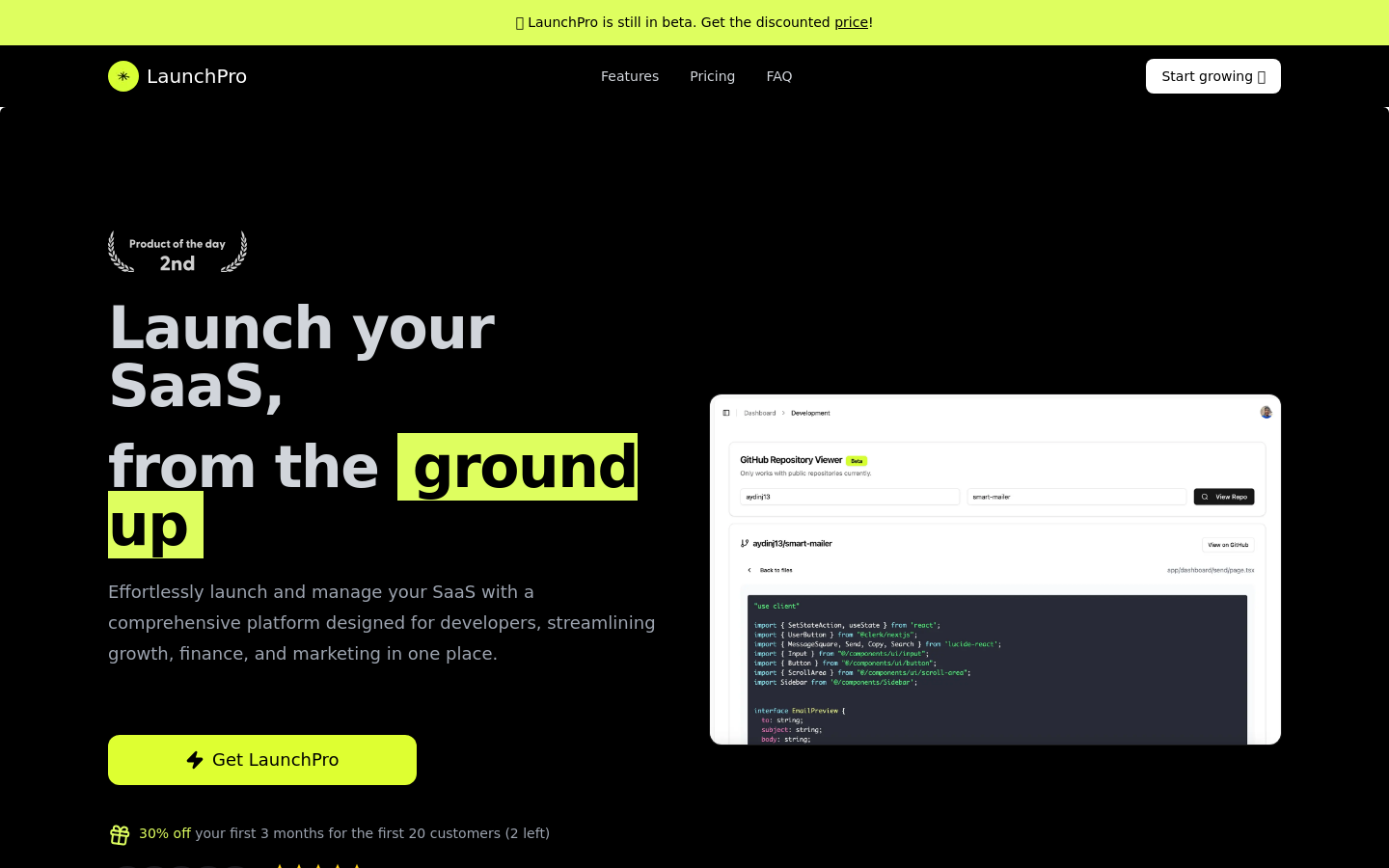 Show HN: LaunchPro - 開発者がプロジェクトを収益化するためのSaaS管理ツール - プロジェクトのスクリーンショット