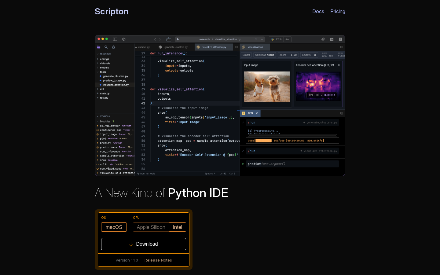 Show HN: Scripton – リアルタイムビジュアライゼーション機能を備えたPython IDE - プロジェクトのスクリーンショット