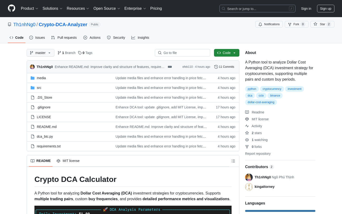 Show HN: Crypto DCA Analyzer - プロジェクトのスクリーンショット