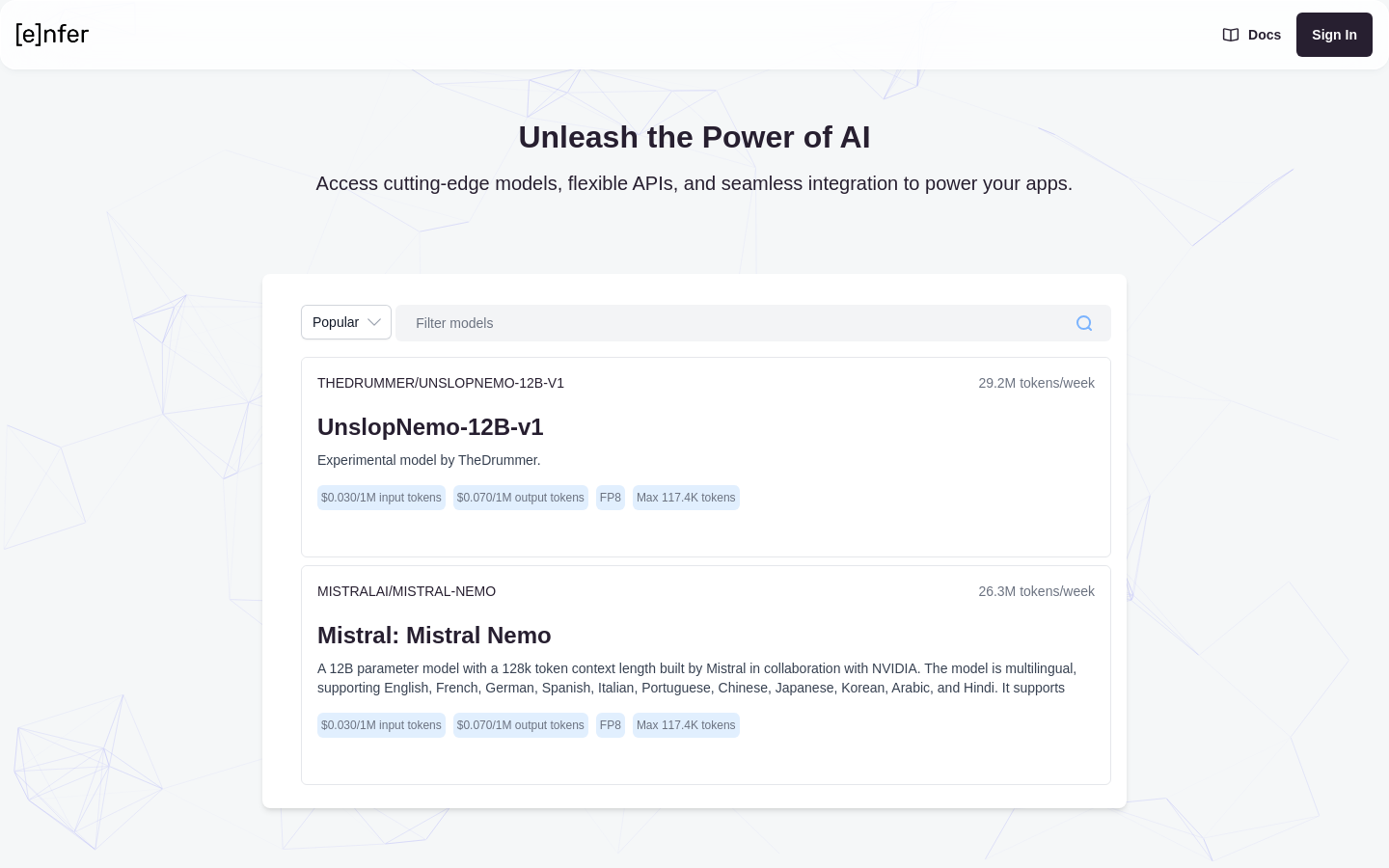 Show HN: Enfer.ai – 便宜的 LLM 推理服务 - 项目截图