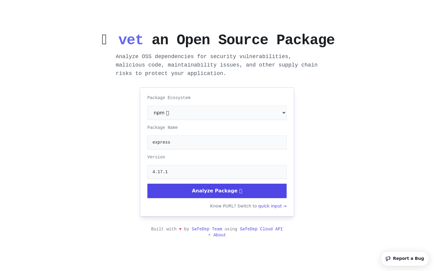 Show HN: Vetpkg.dev – 开源包安全仪表盘 - 项目截图