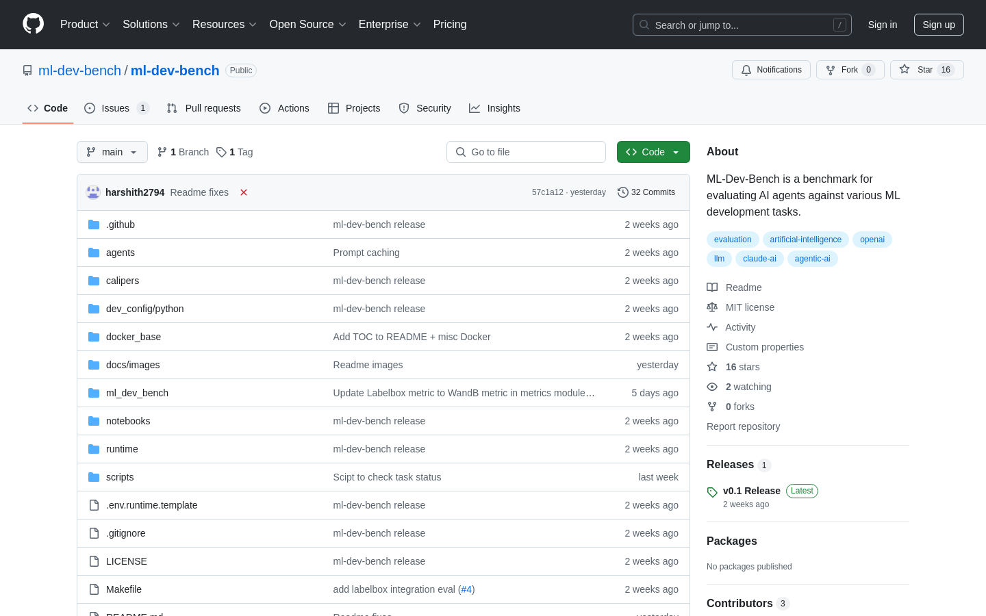 Show HN: ML-Dev-Bench - 在真实世界的AI工作流程中对AI代理进行基准测试 - 项目截图