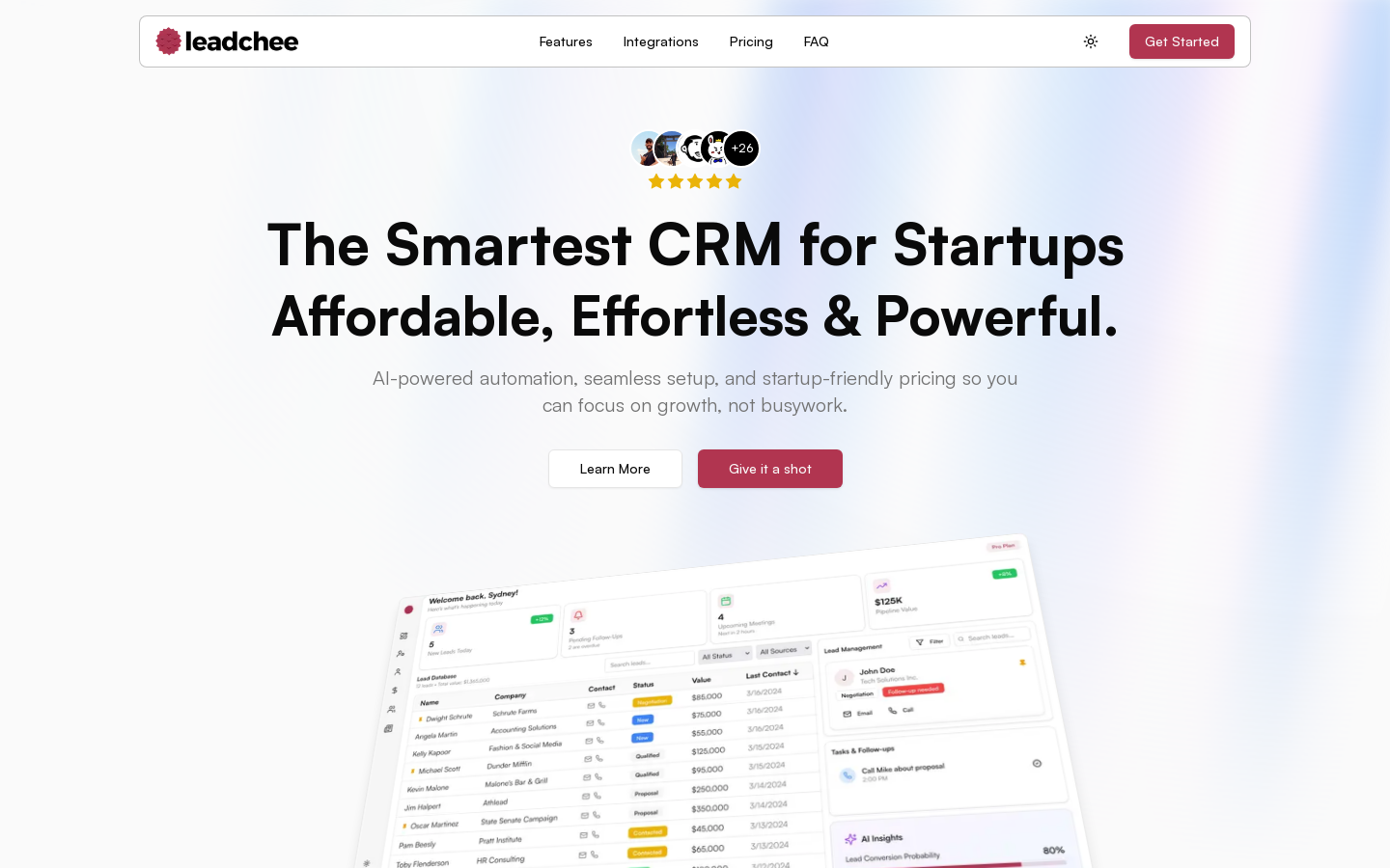 Show HN: 为初创企业构建了一款简单、专注且经济实惠的CRM。 - 项目截图