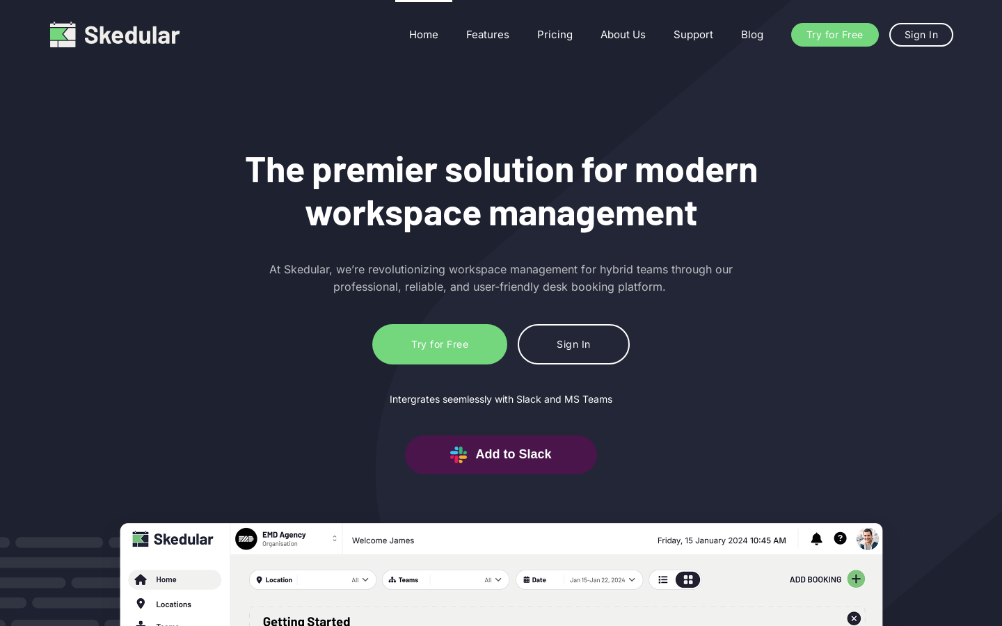 Show HN: Skedular – Helping Teams Manage Office Attendance and Desk Booking - Project Screenshot