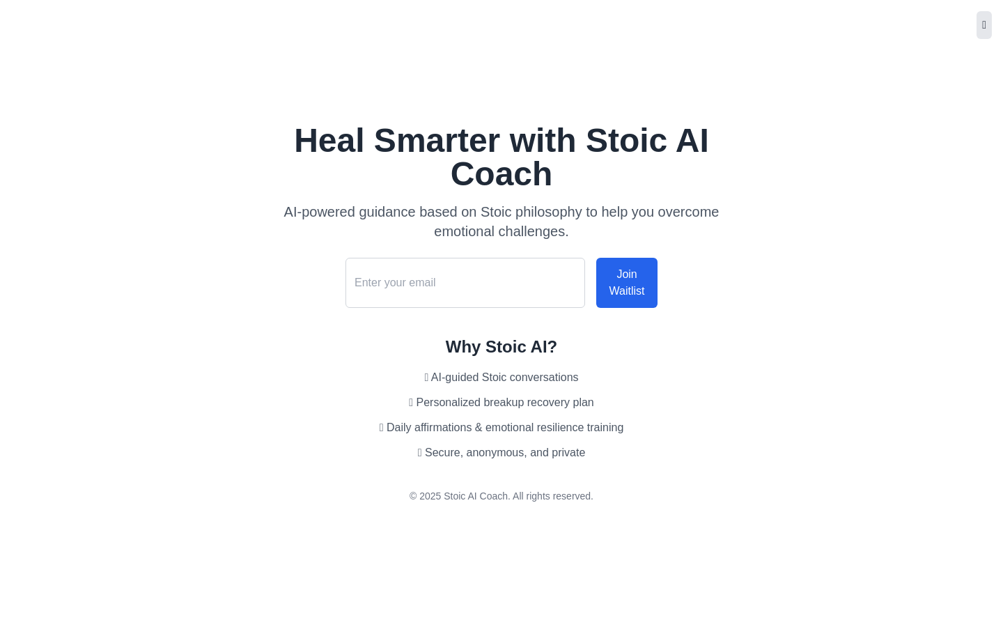 Show HN: Stoic AI – AI-powered Stoic coach for breakup recovery - Project Screenshot