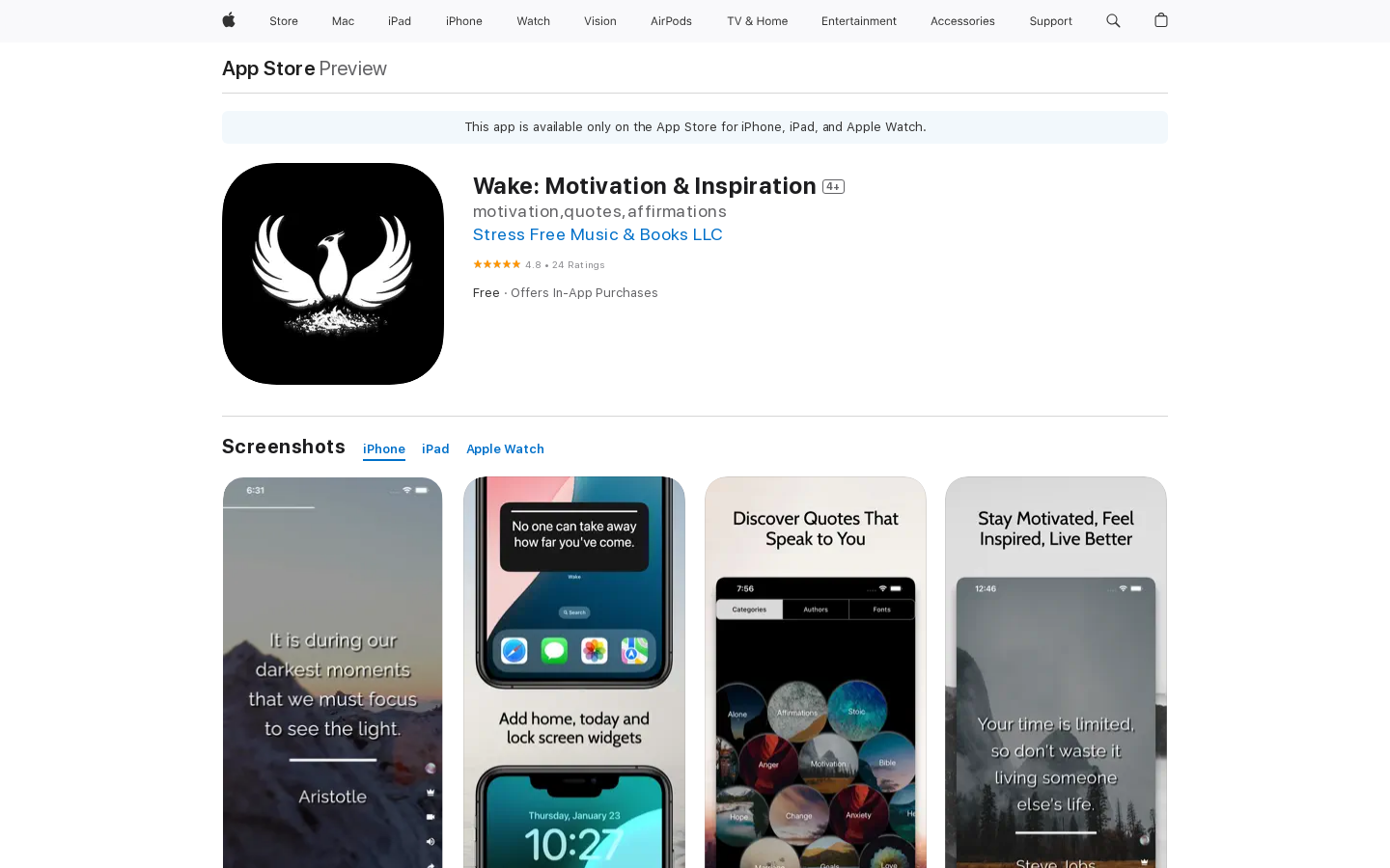 Show HN: Wake – AI Motivation Quotes iOS app. [Lifetime subscription giveaway] - Project Screenshot