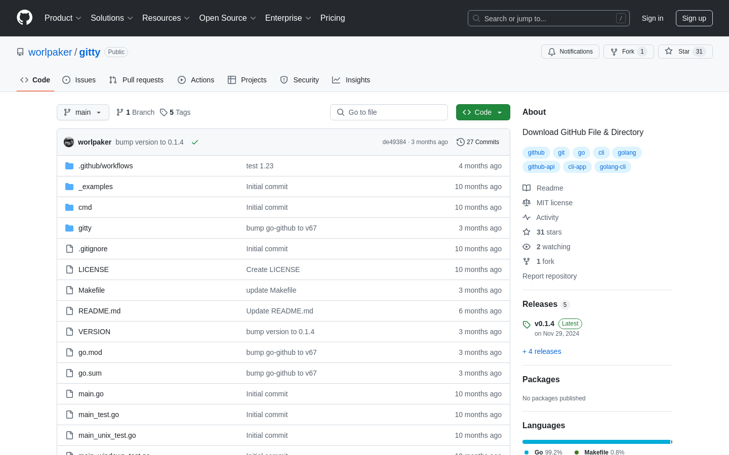 Show HN: Gitty – Download a single folder from GitHub easily - Project Screenshot