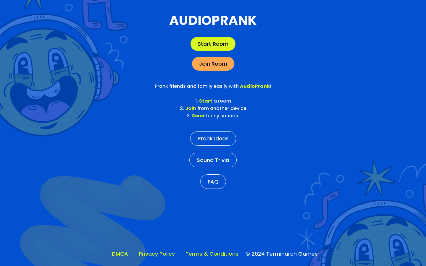 Show HN: AudioPrank – Trigger remote farts and noises via WebRTC - Project Screenshot