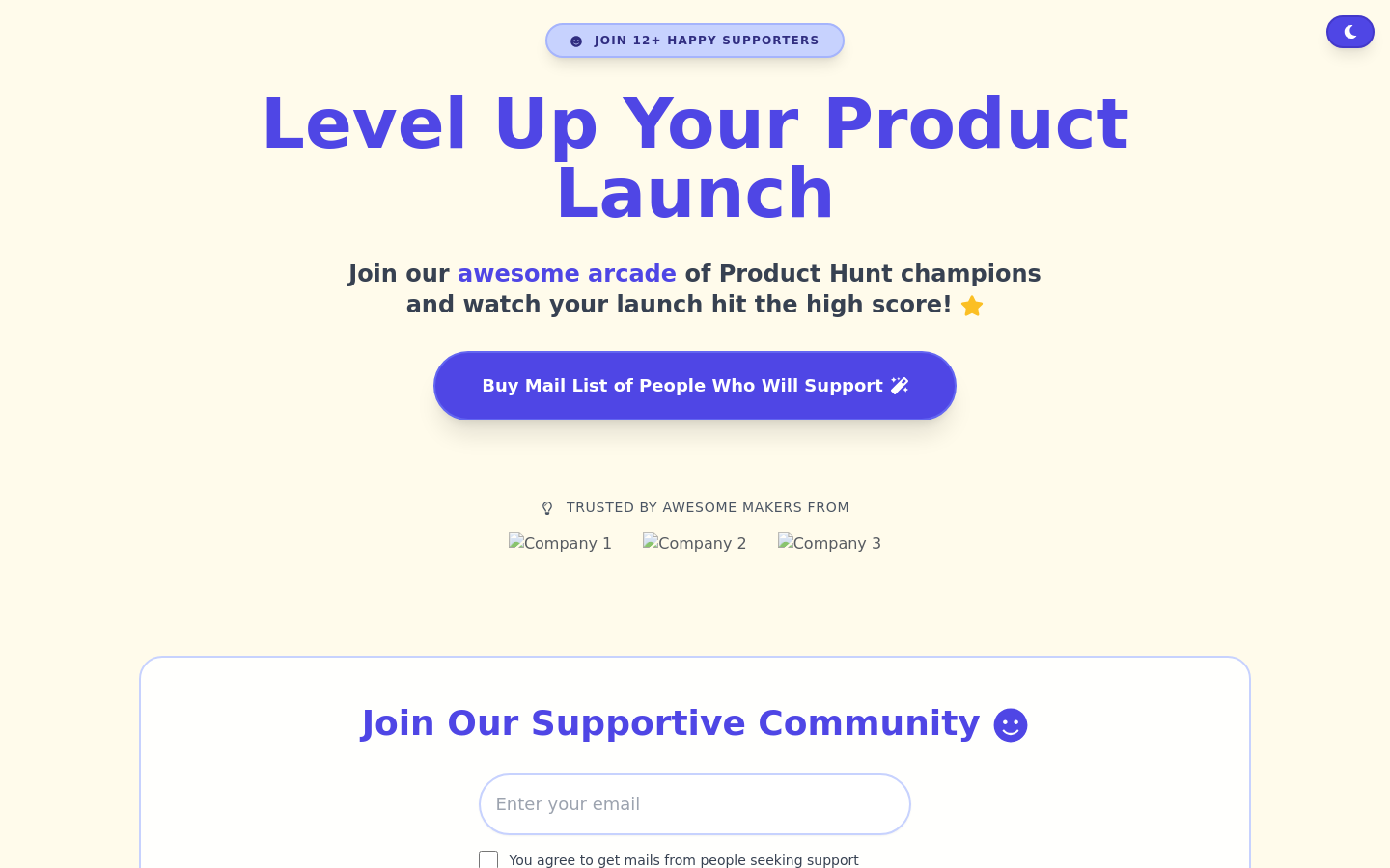 Show HN: Support and Get Supported on PH - Project Screenshot