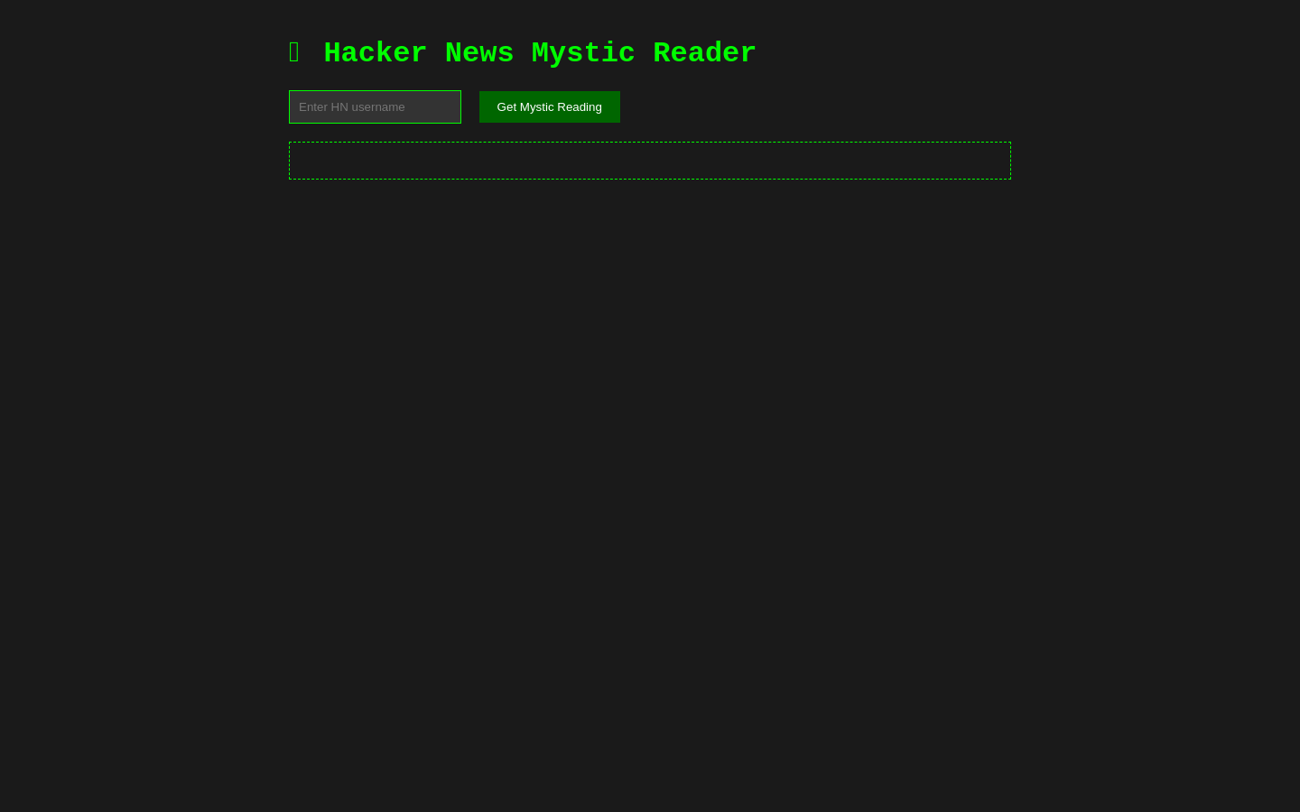 Show HN: Get a Hacker News mystic reading - Project Screenshot