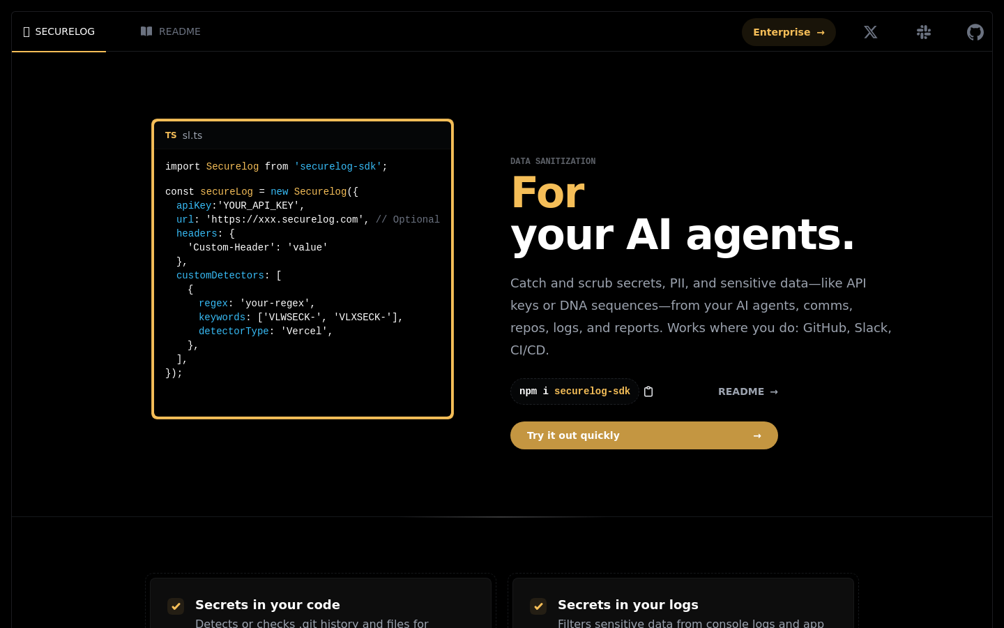 Show HN: I built a tool to catch API keys and PII in your AI agents and repos - Project Screenshot