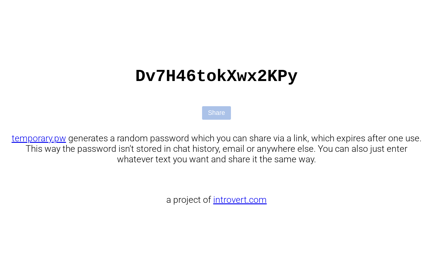 Show HN: Temporary.pw - Project Screenshot