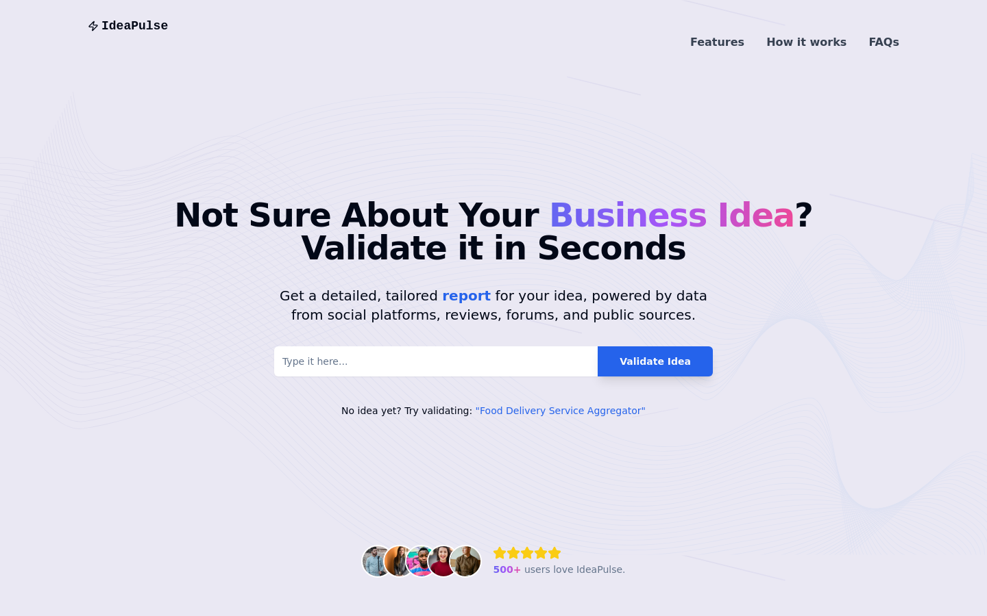Show HN: IdeaPulse: Validate your SaaS idea in seconds - Project Screenshot