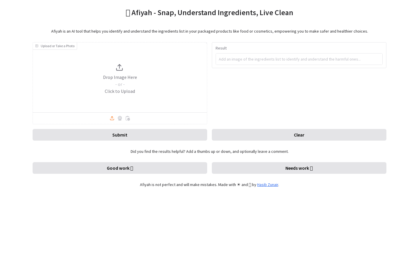 Show HN: Afiyah – Snap, Understand Ingredients, Live Clean - Project Screenshot
