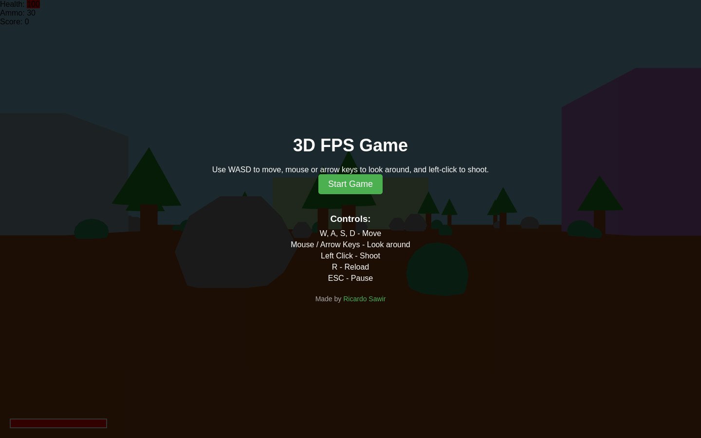 Show HN: I vibecode my FPS shooter game, only ThreeJS, enjoy, feedbacks welcomed - Project Screenshot
