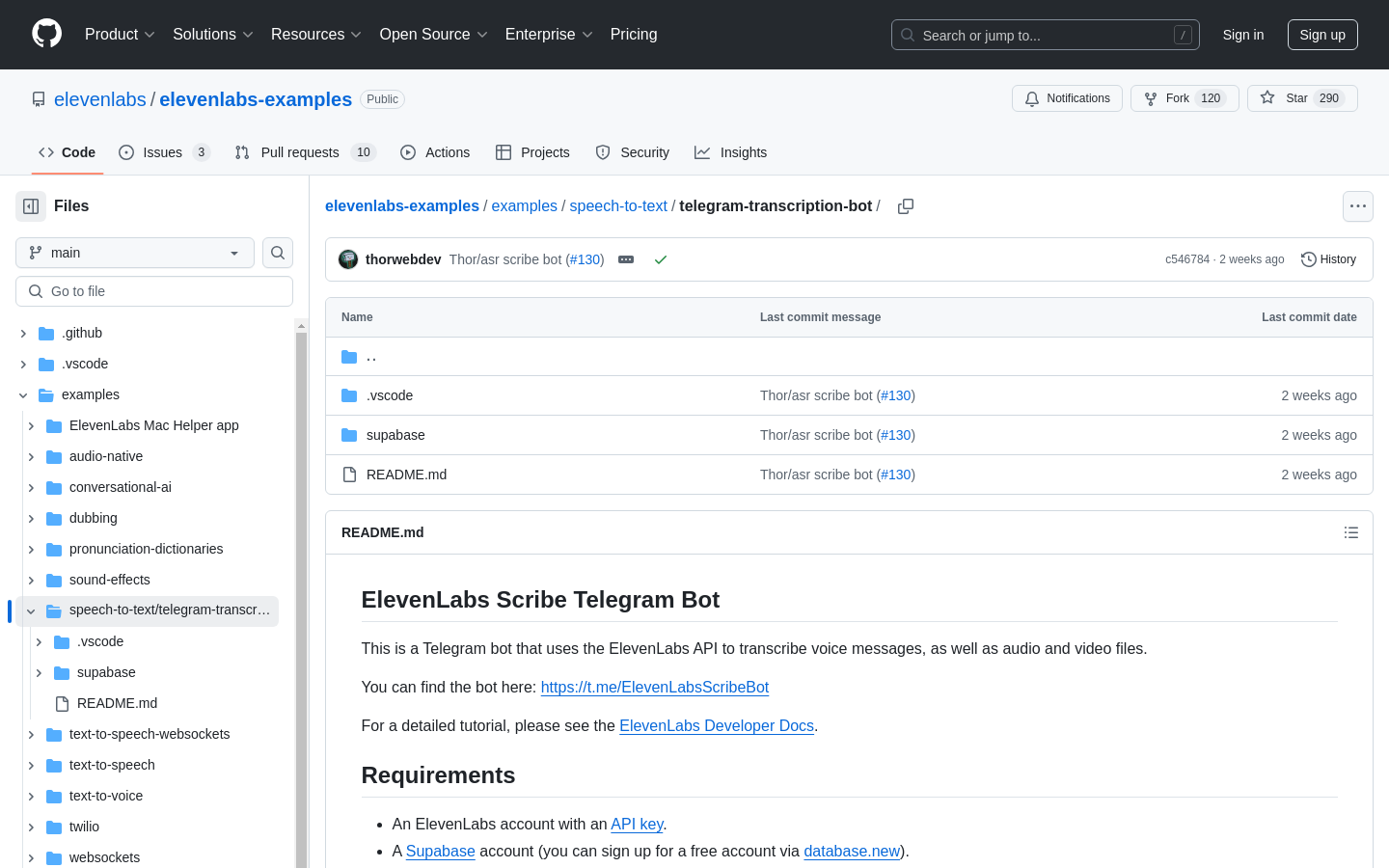 Show HN: I built a multilingual transcription bot with ElevenLabs new Scribe API - Project Screenshot