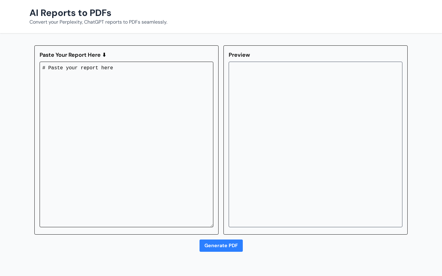 Show HN: Turn ChatGPT Reports to PDFs - Project Screenshot