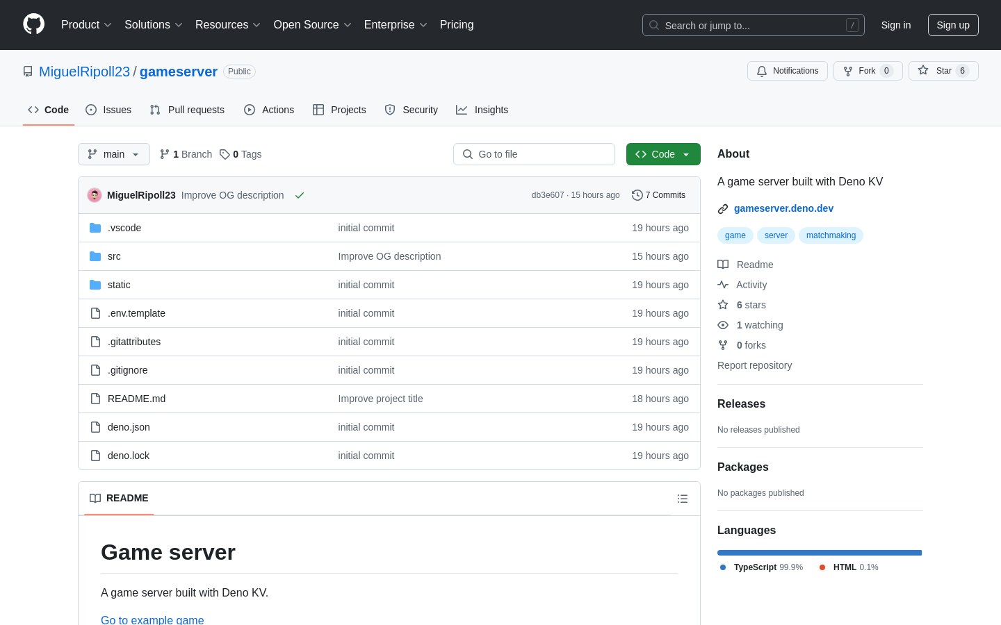 Show HN: A game server built with Deno KV - Project Screenshot